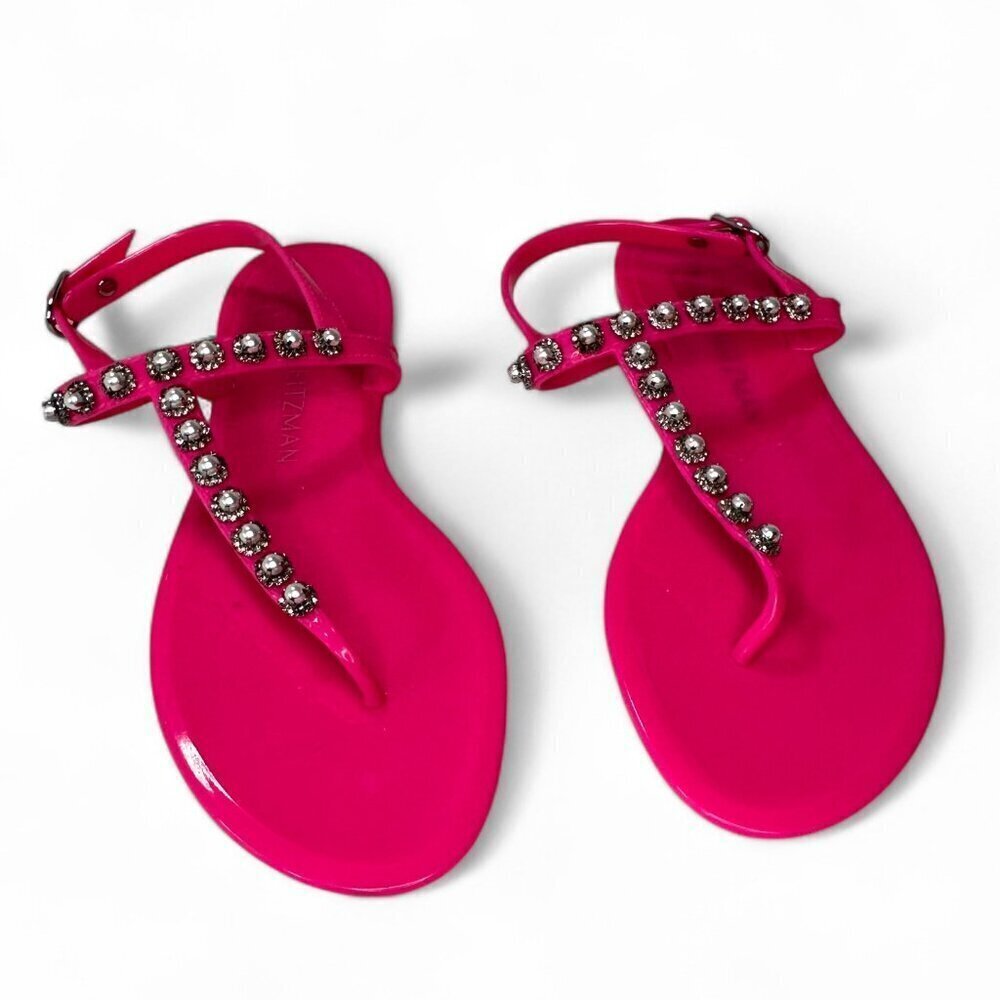 Stuart Weitzman Goldie Pearl Crystal Jelly Thong Sandal - Pink Sz US 8, EU 38.5